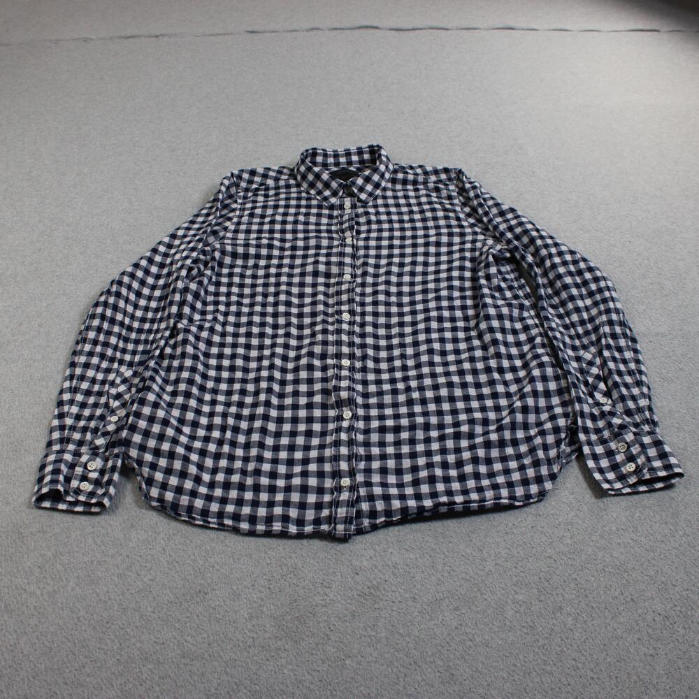 J Crew Shirt Woman 10 Blue Boy Gingham Button Long Sleeve Lightweight Heritage